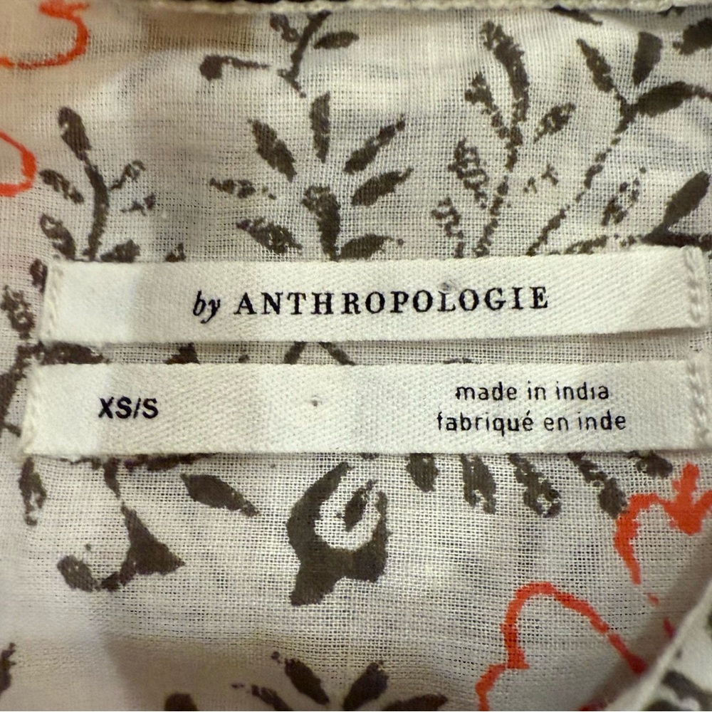 Anthropologie Enchanted Floral Embroidered Button Down Shirt Small Oversized - Picture 6 of 8